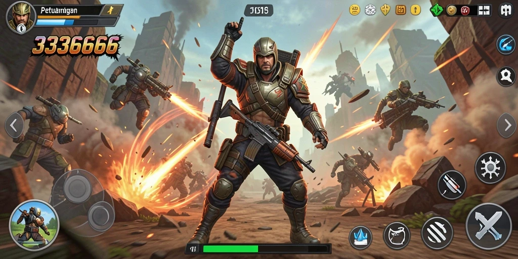 Screenshot dari gameplay penuh aksi dalam 333666.