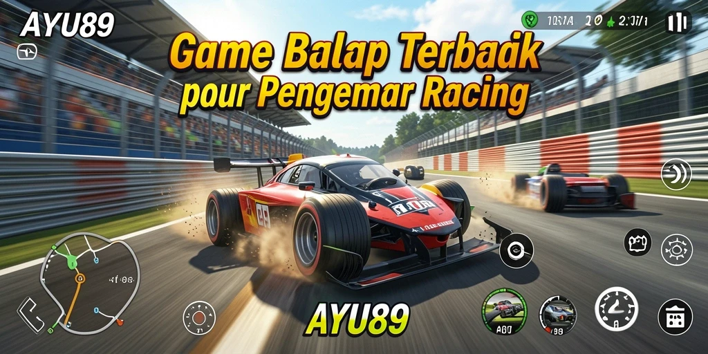 Screenshot utama AYU89 menampilkan aksi balap yang mendebarkan di lintasan.