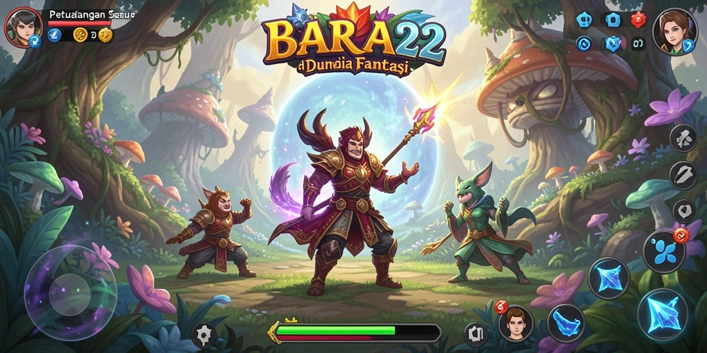 Gameplay BARA22 menampilkan petualangan seru di dunia fantasi yang luas.