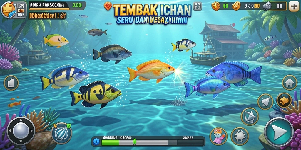 Screenshot IDNSCORE menampilkan aksi menangkap ikan yang seru.