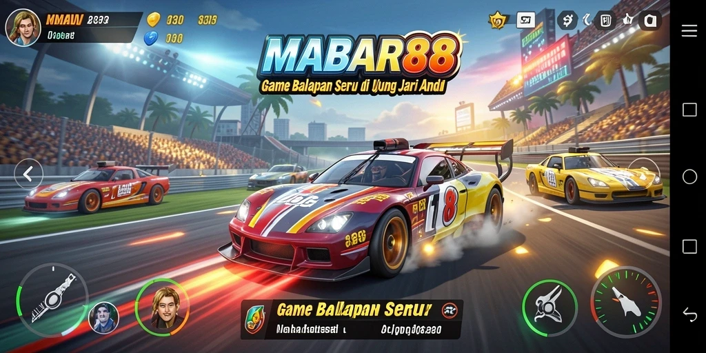 Tampilan seru gameplay balapan di MABAR88 yang penuh aksi.