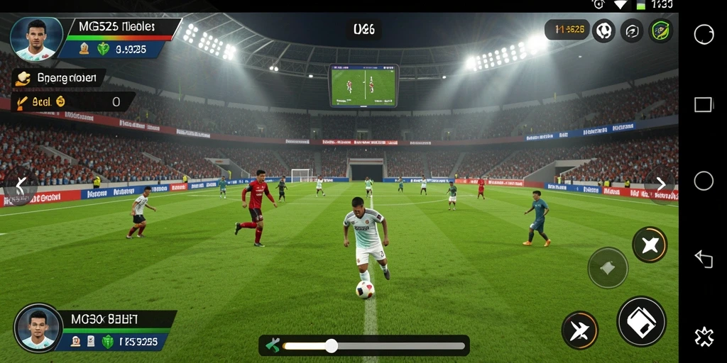 Tangkapan layar gameplay <strong>MG525</strong> menampilkan aksi sepak bola yang intens dan grafis mengesankan.