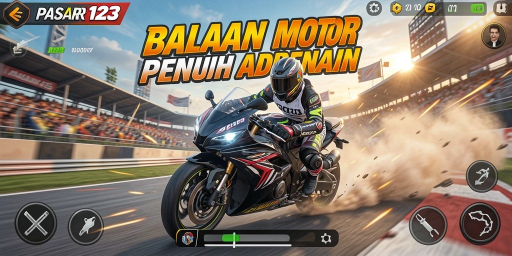 Tampilan aksi seru dalam balapan motor di PASAR123.