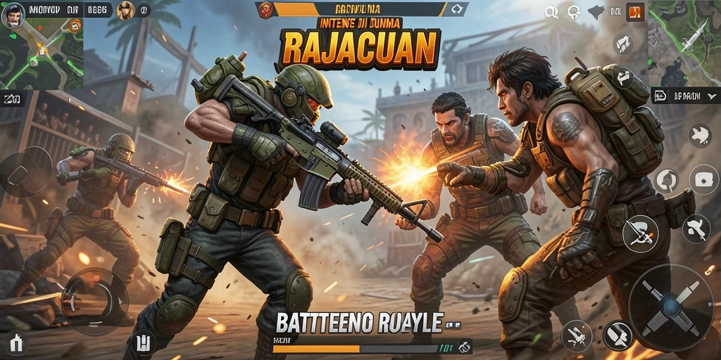 Screenshot gameplay RAJACUAN yang menunjukkan pertempuran seru.