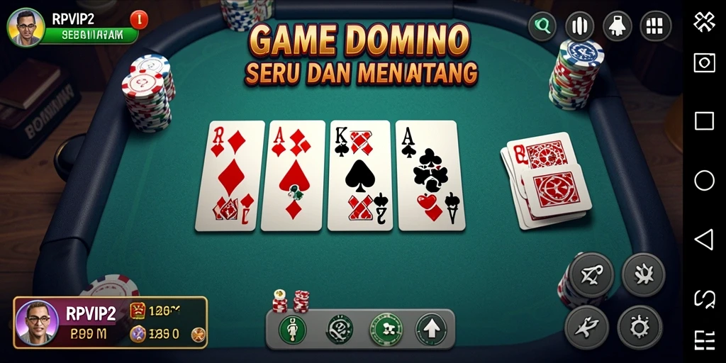 Tampilan menarik dari gameplay RPVIP2 saat bermain domino.