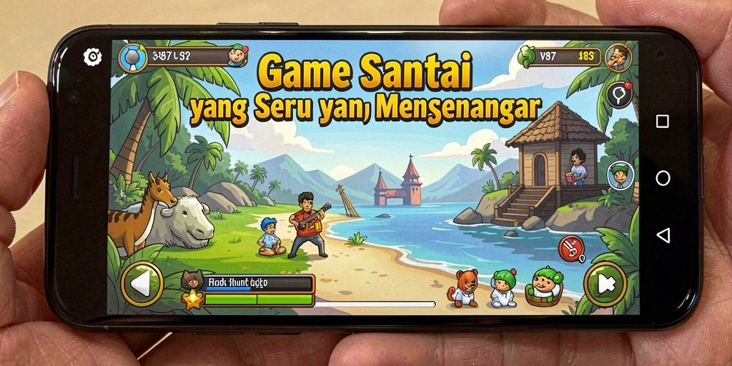 Screenshot utama V87 menunjukkan permainan yang ceria dan penuh tantangan.