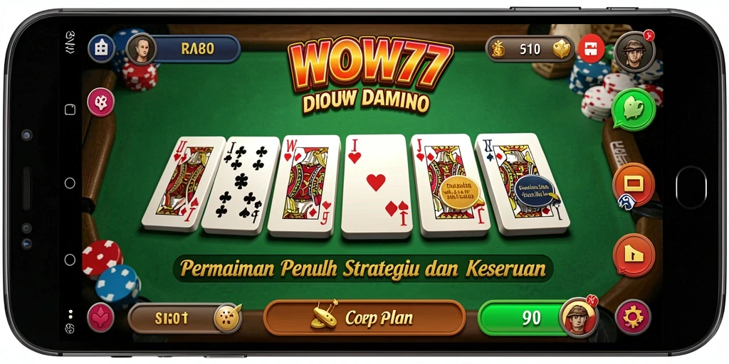 Tampilan gameplay seru dari permainan Domino di WOW77.